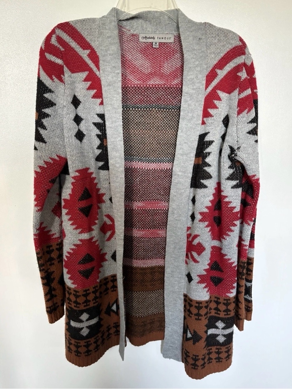 Absolutely Famous Women’s Western Aztec Knit Open Front Cardigan Sweater M